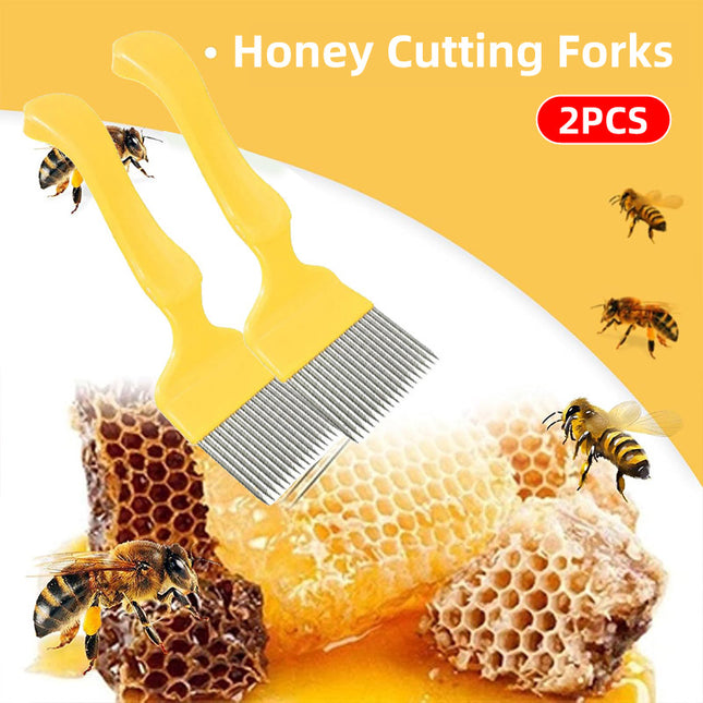 Beekeeping Honey Scraper Fork 2pcs Manual Comb Cutter Stainless Steel Handle