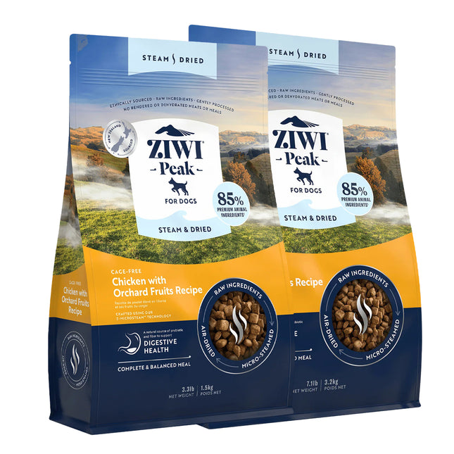 Ziwi Peak Steam Dried Dog Food Chicken with Orchard Fruits 1500 or 3200g
