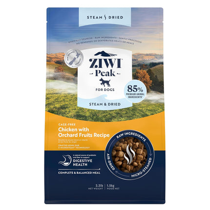 Ziwi Peak Steam Dried Dog Food Chicken with Orchard Fruits 1500 or 3200g