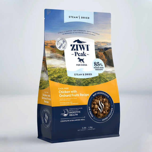 Ziwi Peak Steam Dried Dog Food Chicken with Orchard Fruits 1500 or 3200g
