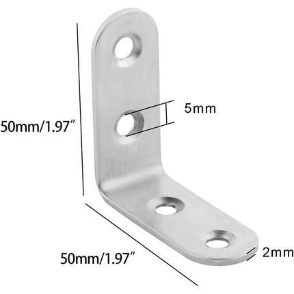 20PCS Stainless Steel Right Angle Support Bracket Sturdy for Furniture Repair