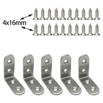 20PCS Stainless Steel Right Angle Support Bracket Sturdy for Furniture Repair