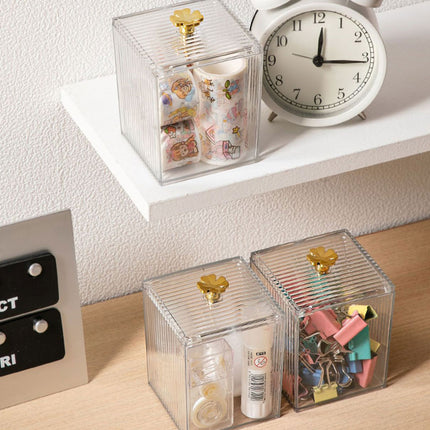 3PCS Transparent Storage Box Desktop Organiser Small Clear Container for Office
