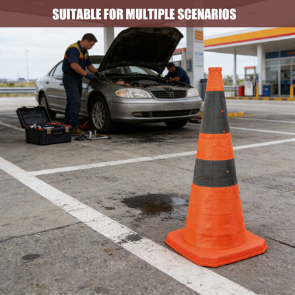 Retractable Warning Cone 70cm Reflective Hazard Cone For Barrier Caution Zone Use