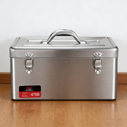 Portable Stainless Steel Toolbox Storage Organizer Durable Hand Carry Tool Case