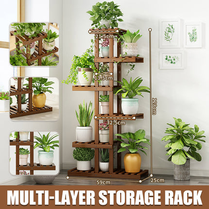6Tier Freestanding Balcony Flower Stand Rack Indoor Outdoor Plant Shelf Display