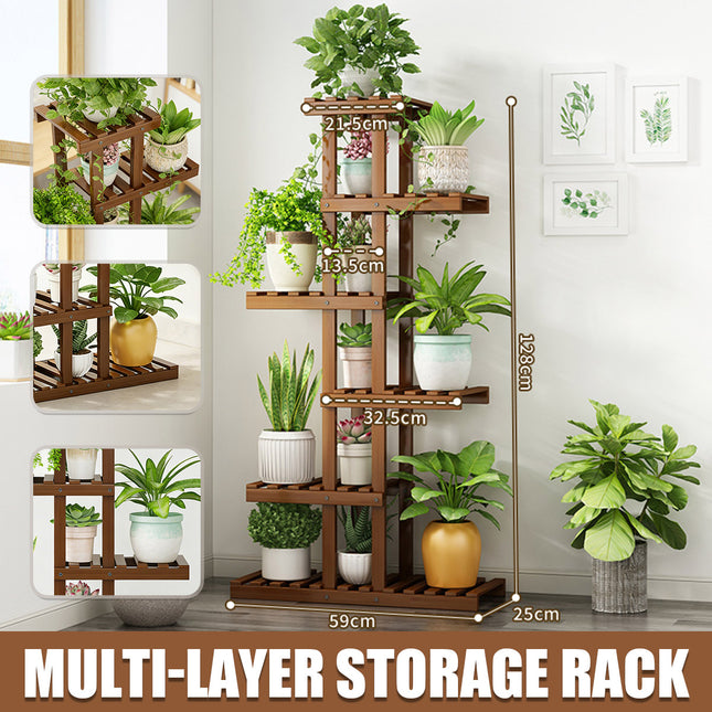 6Tier Freestanding Balcony Flower Stand Rack Indoor Outdoor Plant Shelf Display