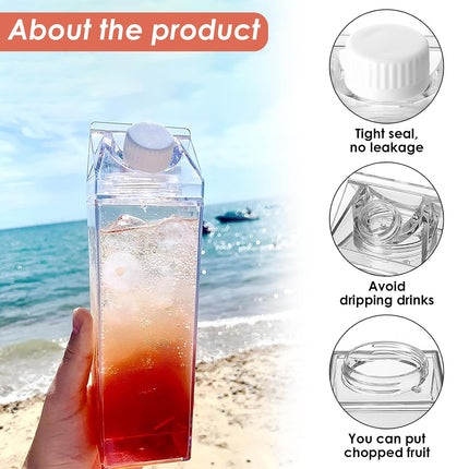 500ml/750ml Large Capacity Portable Clear Plastic Milk Cup Leak Proof with Lid