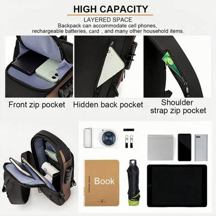 Multi-Function Password Lock Shoulder Bag Anti-Theft Crossbody Sling Bag Travel