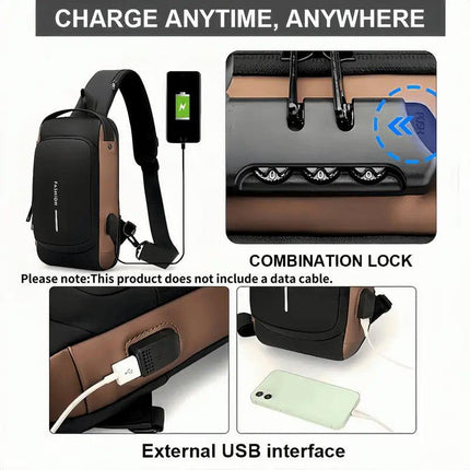 Multi-Function Password Lock Shoulder Bag Anti-Theft Crossbody Sling Bag Travel