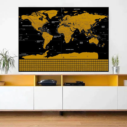Deluxe Scratch-off World Map Interactive large Poster Atlas Travel Decor Gift