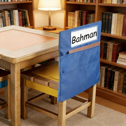 6Pcs Oxford Cloth Chair Back Storage Pocket Organisers with Name Tag Slot