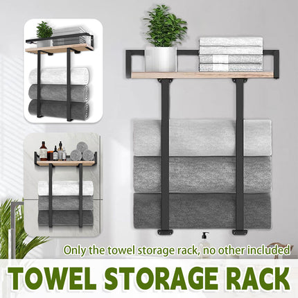 Wall Mounted Bathroom Towel Rack Storage Shelf Multifunctional Holder For Towels