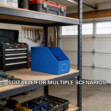 Slanted Storage Bin 5PCS Blue Corrugated PP 4 Sizes for Garage Warehouse Shelf