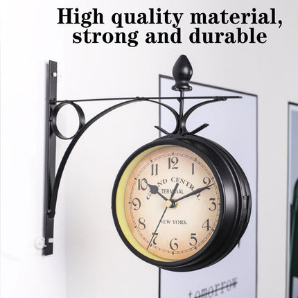 Vintage Outdoor Bracket Clock Garden Station Wall Clock Double Sided Clock