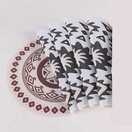 4PCS Bohemian Placemats Round Printed Table Mat Easy Clean Heat Resistant Dining
