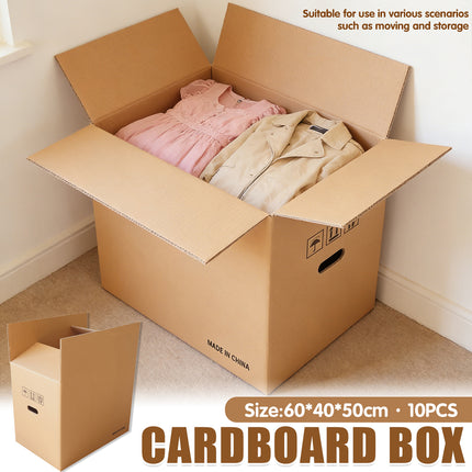 10PCS Portable Hard Cardboard Box Built In Handle Moving Shipping Storage Use