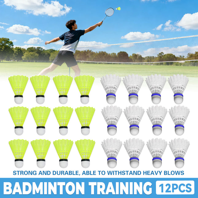12PCS Badminton Training Set Durable Feather Shuttlecocks for Sports Practice