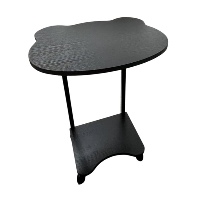 Black Mobile Side Table with Wheels 2-Tier Durable for Living Room Bedroom Use