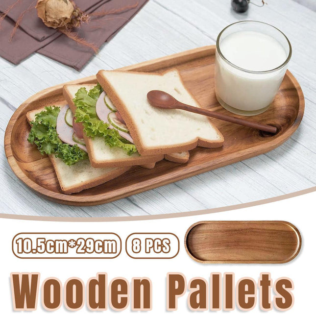8pcs Wooden Cake Tray Home Serving Tray for Treats Snacks and Desserts Use