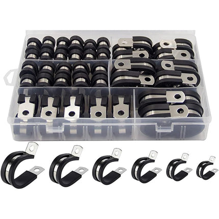 52PCS Stainless Steel Hose Clamp Set 6 Sizes Worm Drive Exhaust Pipe Clamps