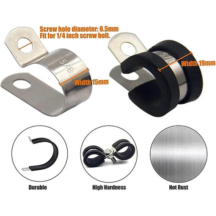 52PCS Stainless Steel Hose Clamp Set 6 Sizes Worm Drive Exhaust Pipe Clamps