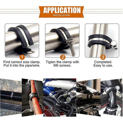 52PCS Stainless Steel Hose Clamp Set 6 Sizes Worm Drive Exhaust Pipe Clamps