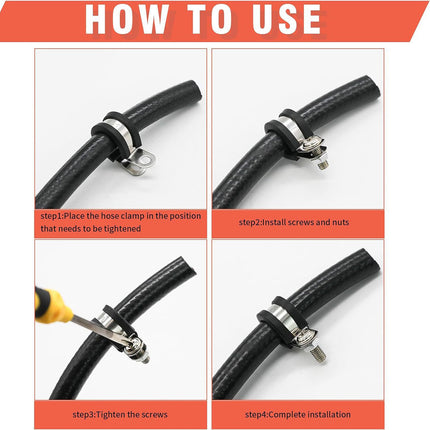 52PCS Stainless Steel Hose Clamp Set 6 Sizes Worm Drive Exhaust Pipe Clamps