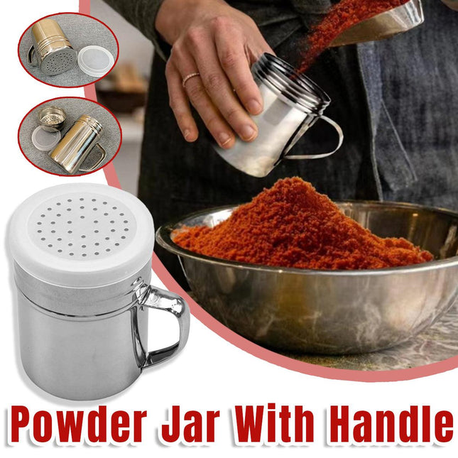 Stainless Steel Dusting Canister with Lid and Handle Kitchen Storage Container