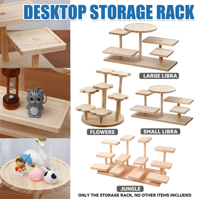 Desktop Storage Rack Wooden for Office Home Supplies Stationery Plants Display
