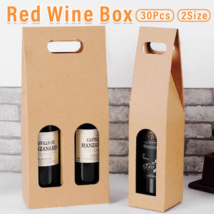 30pcs Kraft Paper Wine Box for Gift Packaging Portable Wine Bottle Storage Box
