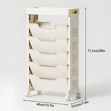 Movable Multi-Layer Book Shelf Rolling Bookcase for Study Bedroom Book Storage