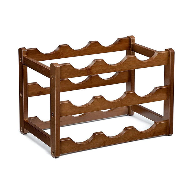 Bamboo Wooden Wine Rack 9 Bottle Organizer Storage Display Stand Home Decor
