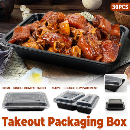 30PCS Takeout Packaging Box 800/950ml for Restaurant Party Meal Prep