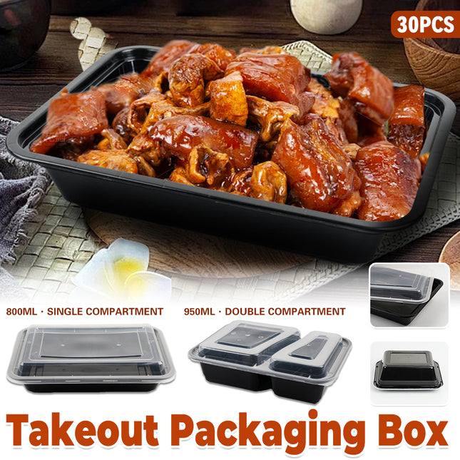 30PCS Takeout Packaging Box 800/950ml for Restaurant Party Meal Prep