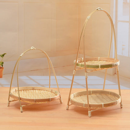 Bamboo Woven Handbasket Round Handle for Snacks Fruits Home Storage Decor