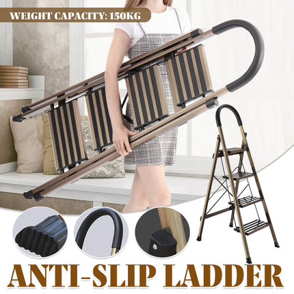 4 Step Home Folding Ladder Anti-Slip 150KG Load Capacity Space Saving Sturdy