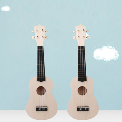 DIY Ukulele Kit 21 inch Natural Wood Paint Round Heart Sound Hole Beginner