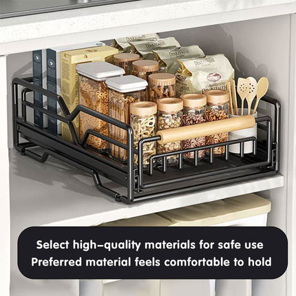 Pull Out Kitchen Storage Rack Basket Drawer Dish Organizer Slide Cabinet Shelf