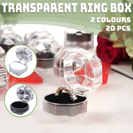 20pcs Acrylic Octagonal Jewelry Ring Earrings Box Transparent Display Cases