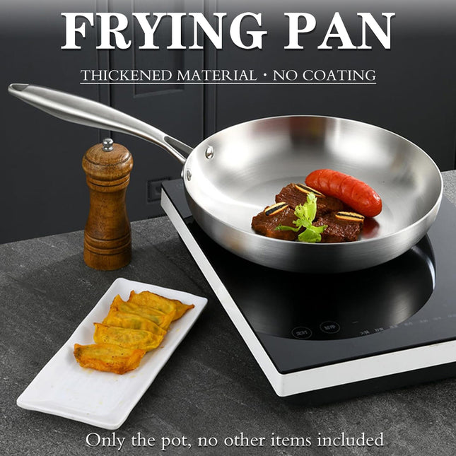 304 Uncoated Stainless Steel Wok Pan Triple Layer for Induction Gas Stove Cooking