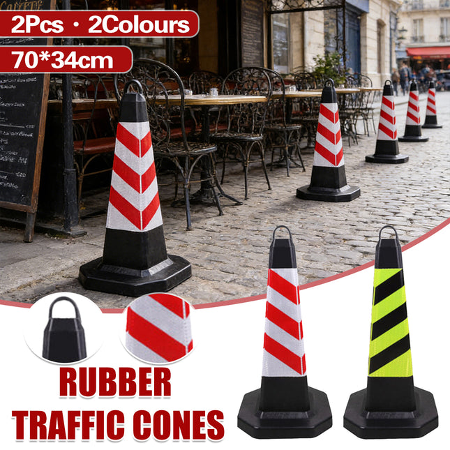 2PCS Road Rubber Traffic Cone Safety Cone Flexible Resilient for Construction