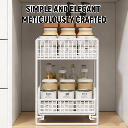 Pull Out Storage Shelf 2 Tier Kitchen Organizer Under Sink Pantry Rack
