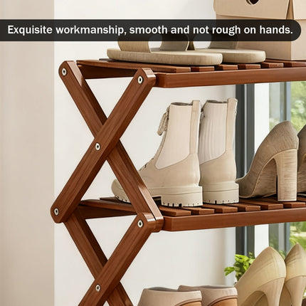 Multi-Layer Shoe Rack Bamboo Non-Slip for Home Entryway Space Saving Storage