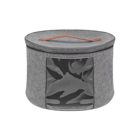 Large Round Hat Storage Box Women Men Travel Organizer Lid Felt Case Pop Up Home