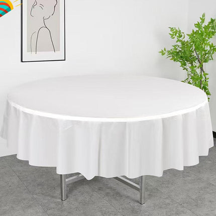 10pcs Round Tablecloth Solid Color Waterproof PEVA Table Cover 213cm Diameter