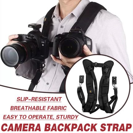 Professional Dual DSLR Camera Harness Adjustable Shoulder Sling Strap Belt