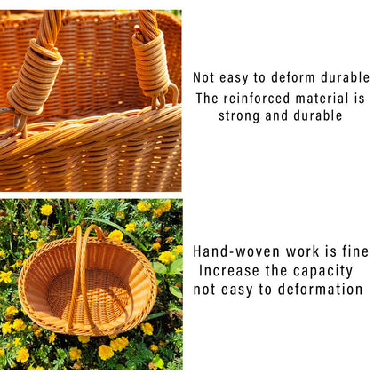 Portable Picnic Basket Imitation Rattan Storage Basket for Carrying and Picking