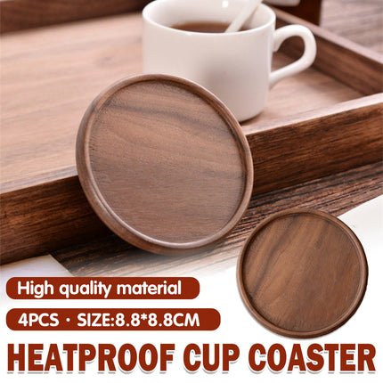 4Pcs Wooden Creative Heat Resistant Coaster Set Table Mat For Coffee Tea Desk