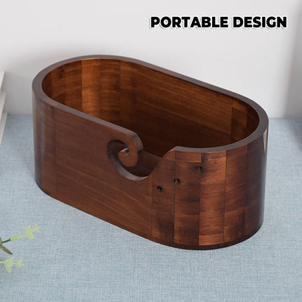 Vintage Solid Wood Oval Yarn Bowl for Knitting with Single or Double Spiral